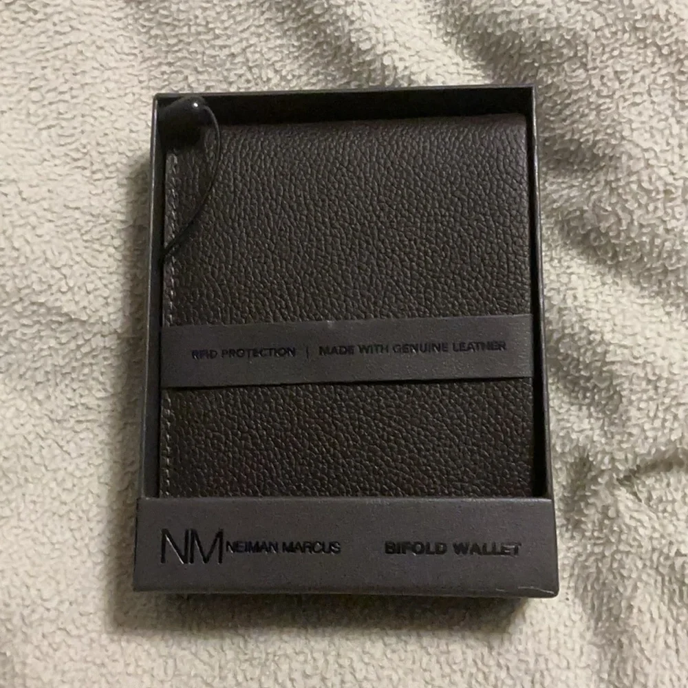 Neiman Marcus Black Leather Bifold Wallet